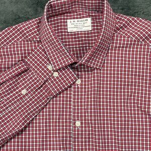 J. M. Haggar Dress Shirt Men XXL Red White Blue Check HAT024KT008